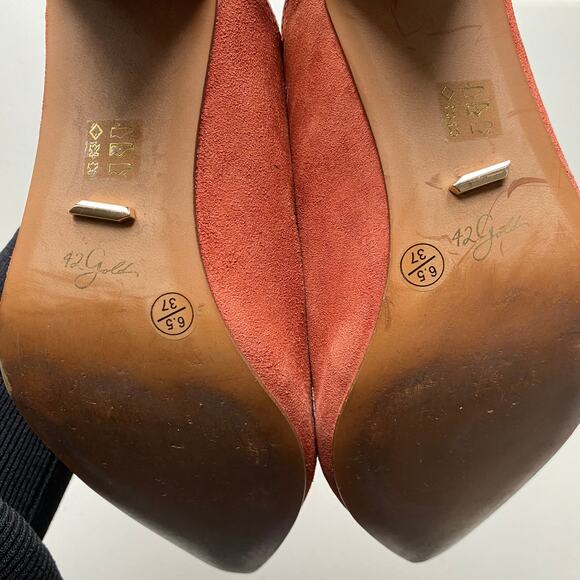 42 GOLD Brand Overcome Mule Heels In Tobacco Suede, Pink, Heels Women's Size 6.5 - Picture 7 of 11